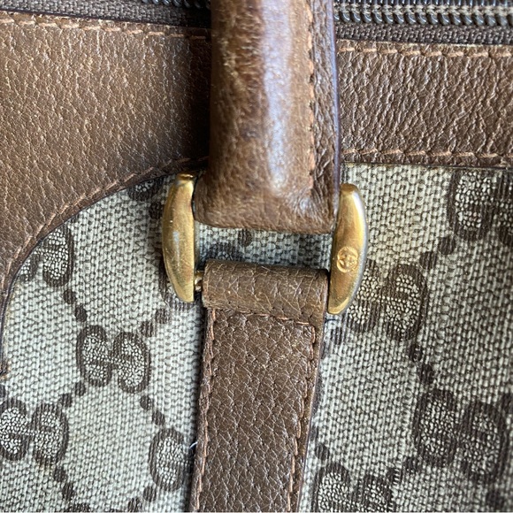 Vintage Gucci Brown Boston Web Bag Doctor Satchel with Dust Cover - Picture 11 of 16